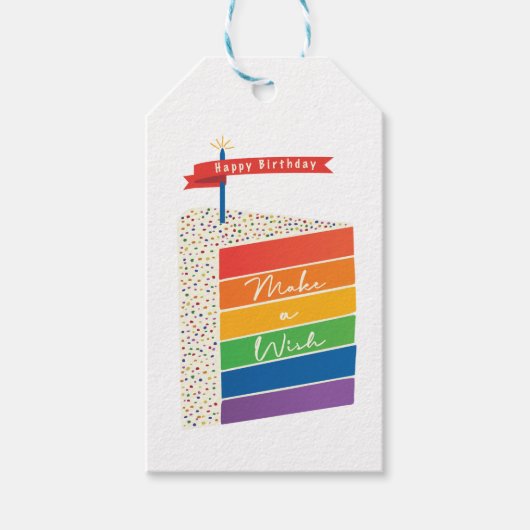 レインボーケーキハッピーバースデーウィッシュ作る ギフトタグ (正面)