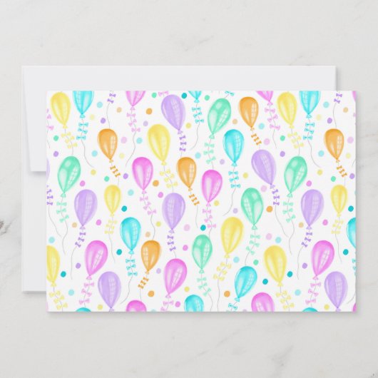 レインボーケーキフォトバースデーパーティー招待状for Girls 招待状 (裏面)