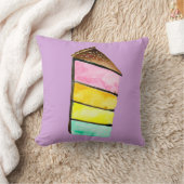 レインボーケーキユムウォーターカラーかわいいアート クッション (ブランケット)