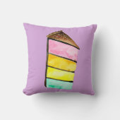 レインボーケーキユムウォーターカラーかわいいアート クッション (正面)