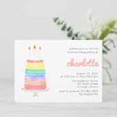 レインボーケーキ子供の誕生日パーティー 招待状 (スタンド正面)