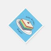 レインボーケーキ漫画イラストレーション スタンダードカクテルナプキン (角)