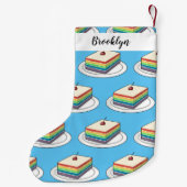 レインボーケーキ漫画イラストレーション スモールクリスマスストッキング (裏面)