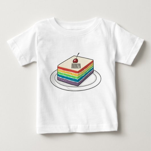 レインボーケーキ漫画イラストレーション ベビーTシャツ (正面)