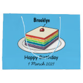 レインボーケーキ漫画イラストレーション ラージペーパーバッグ (裏面)