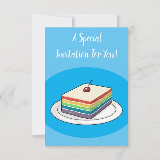 レインボーケーキ漫画イラストレーション 招待状 (裏面)