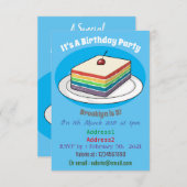 レインボーケーキ漫画イラストレーション 招待状 (正面/裏面)