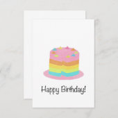 レインボーケーキ誕生日カード サンキューカード (正面/裏面)