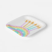 レインボーケーキ誕生日パーティー ペーパープレート (傾斜あり)