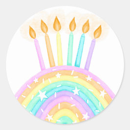 レインボーケーキ誕生日パーティー ラウンドシール
