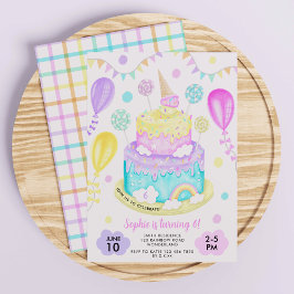 レインボーケーキ誕生日パーティーfor Girls 招待状