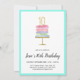 レインボーケーキ |第10回誕生日招待状