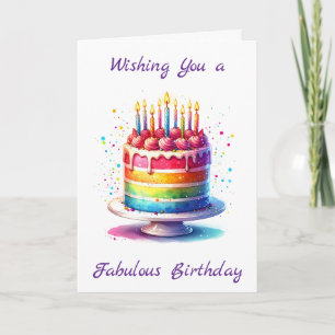 レインボーケーキ Wishing you a Fabulious誕生日 カード