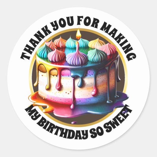 レインボーケーキmeringueデザートキャンディモダンキッズ ラウンドシール (正面)