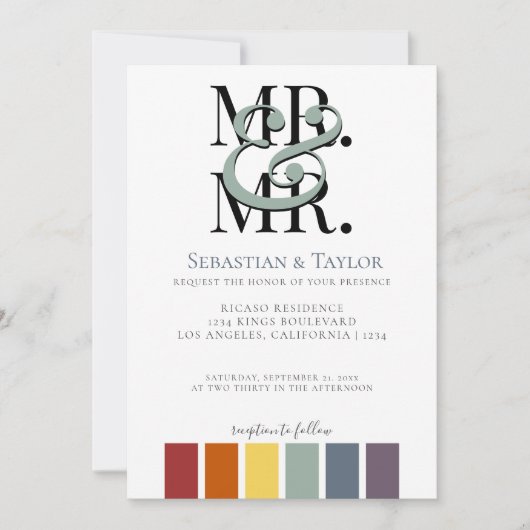 レインボーゲイエレガントな結婚式 案内状 (正面)