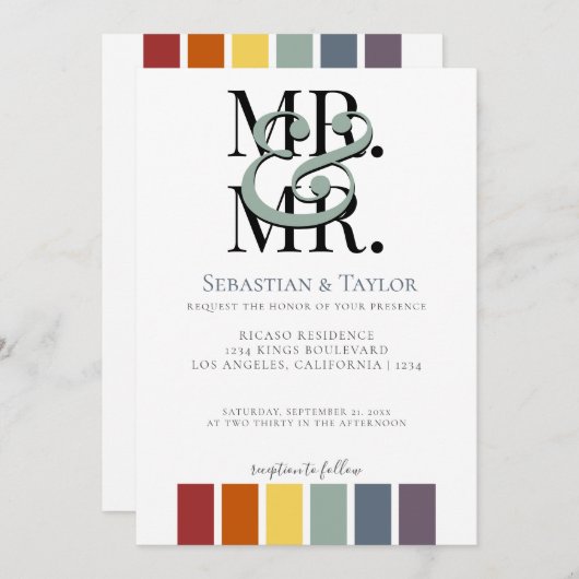 レインボーゲイエレガントな結婚式 案内状 (正面/裏面)