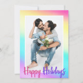 レインボーゲイプライドカップル写真可愛モダンい シーズンカード (正面)
