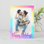 レインボーゲイプライドカップル写真可愛モダンい シーズンカード (スタンド正面)