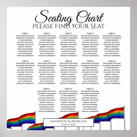 レインボーゲイプライド結婚の座席表13 ポスター (正面)