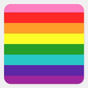 レインボーゲイプライドLGBTオリジナル8ストライプ国旗 スクエアシール
