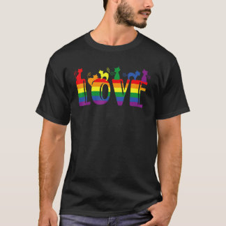 レインボーゲイプライドLGBT動物ペット猫の積み重ね 2 Tシャツ