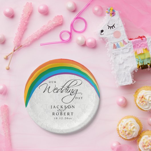 レインボーゲイ – 私たちの結婚式の日 ペーパープレート (パーティー)