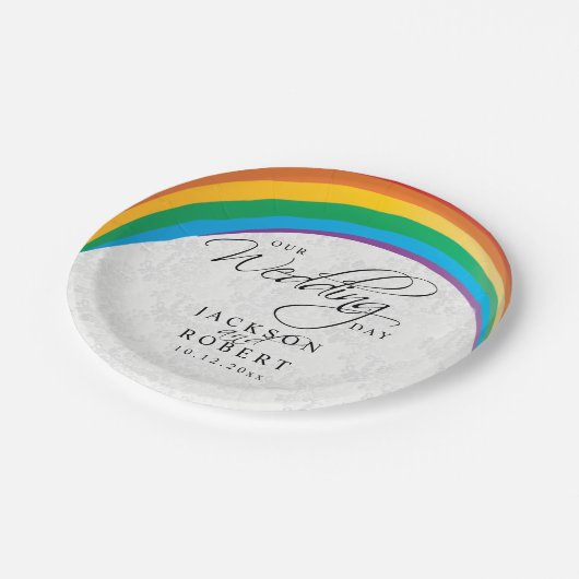レインボーゲイ – 私たちの結婚式の日 ペーパープレート (アングル)