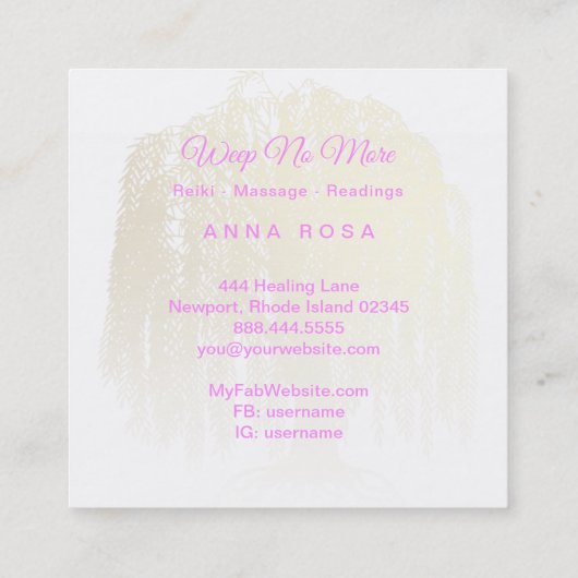 *~*レインボーコズミックウィローツリームーン金ゴールド スクエア名刺 (裏面)