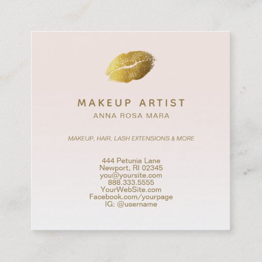 *~*レインボーコズミック金ゴールドスターズパステルグラデーション スクエア名刺 (裏面)