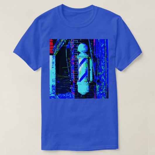 レインボーコンフェッティ理容師ポールヴィンテージインブルートーン Tシャツ (デザイン正面)