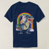 レインボーコーギライド恐竜Tはかわいいコーギドッグ Tシャツ (デザイン正面)