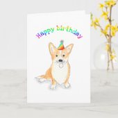 レインボーコーギ誕生日カード カード (黄色い花)