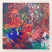 レインボーコースターボホカラフルグラス飲料コースター ガラスコースター (正面)