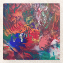 レインボーコースターボホカラフルグラス飲料コースター ガラスコースター