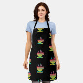 レインボーコーヒーカップ ブラック エプロン (着用した状態)