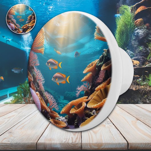 レインボーコーラルリーフフィッシュ&シーファン セラミックノブ