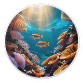 レインボーコーラルリーフフィッシュ&シーファン セラミックノブ (正面)