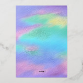 レインボーゴールデン絵画抽象芸術の結婚式の招待 箔シーズンカード (裏面)