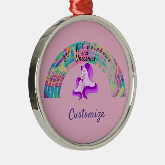 レインボーサイケデリックとユニコーンThunder_Cove メタルオーナメント (右)