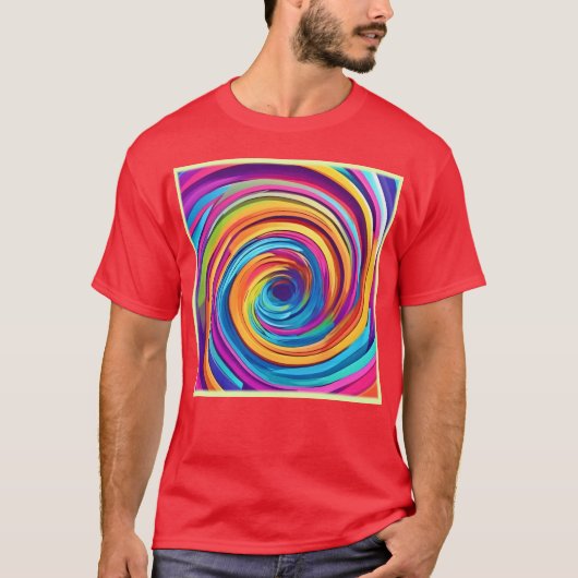レインボーサイケデリックウーズの渦 Tシャツ (正面)