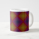 レインボーサイケデリックシェブロン模様 ジャンボコーヒーマグカップ (正面右)