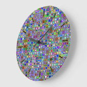 レインボーサイケデリックテクスチャモザイクタイルパターン ラージ壁時計 (傾斜)