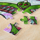 レインボーサイケデリックハートアートプリント ジグソーパズル (側面)