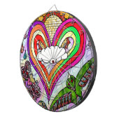 レインボーサイケデリックハートアートプリント ダーツボード (正面右)