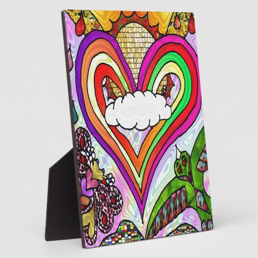 レインボーサイケデリックハートアートプリント フォトプラーク (側面)