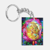 レインボーサイケデリックバラ キーホルダー (正面左)