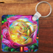 レインボーサイケデリックバラ キーホルダー (裏面)