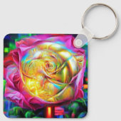 レインボーサイケデリックバラ キーホルダー (裏面)