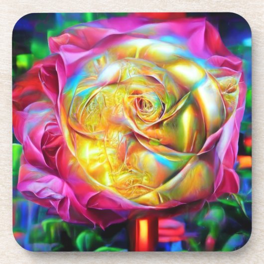 レインボーサイケデリックバラ コースター (正面)