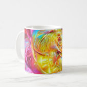 レインボーサイケデリックバラ コーヒーマグカップ (正面左)